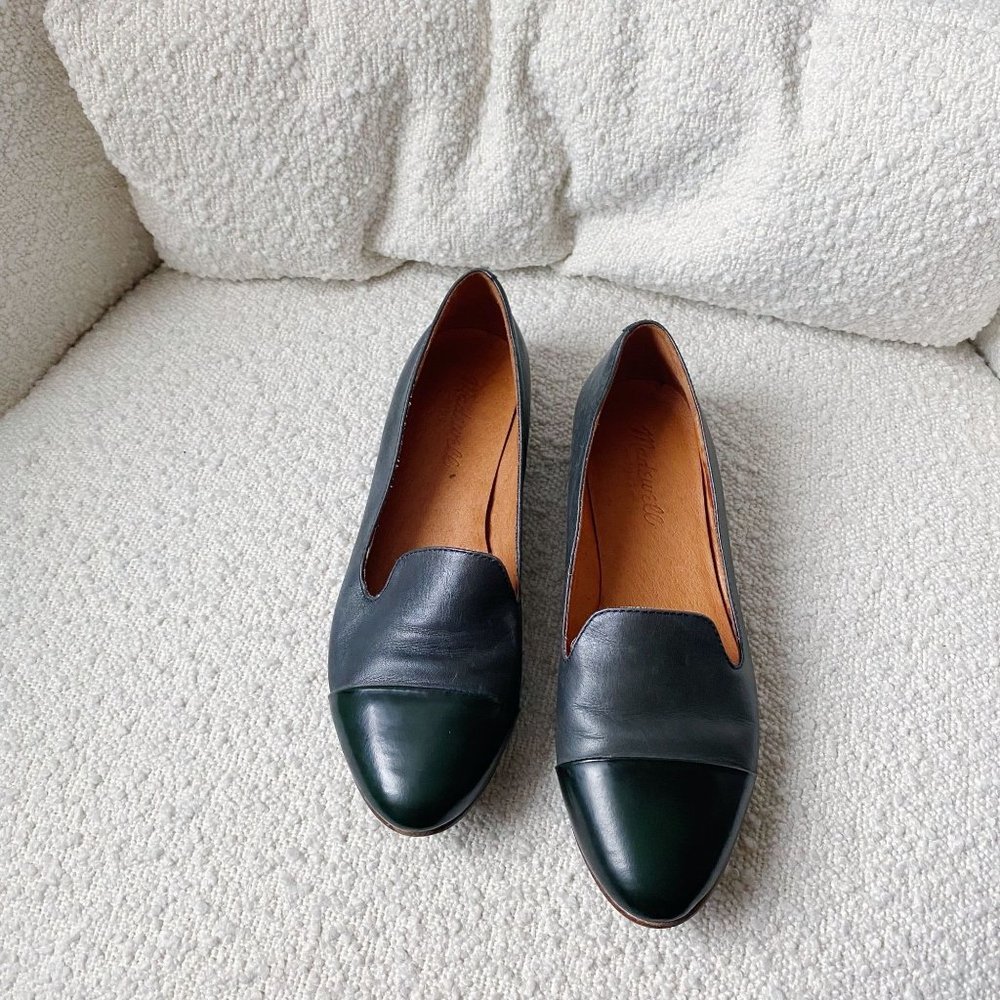 Madewell Teddy Patent Leather Cap Toe Loafer Flats Black/Gray Size 6